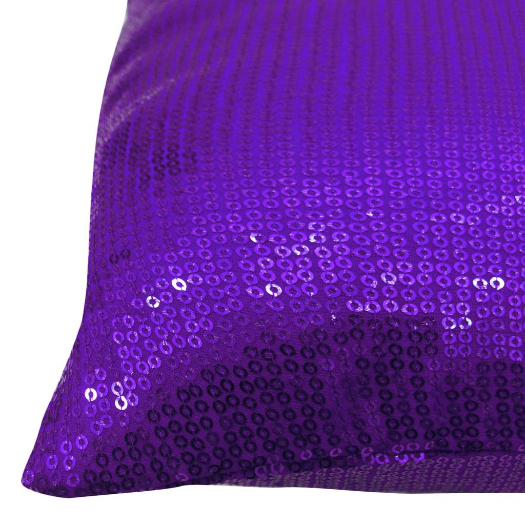 Yuga Metallic Purple Sequin Throw Cushion Cover Glitter Pillow Wedding Decor Lounge 12 X 12