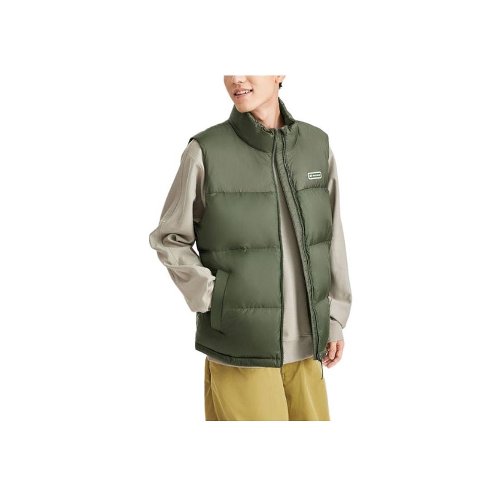 Skechers Sports Lifestyle Series Stand Collar Casual Comfortable Warm Down Vest Men Vest Stone-Green L424M112-01DN