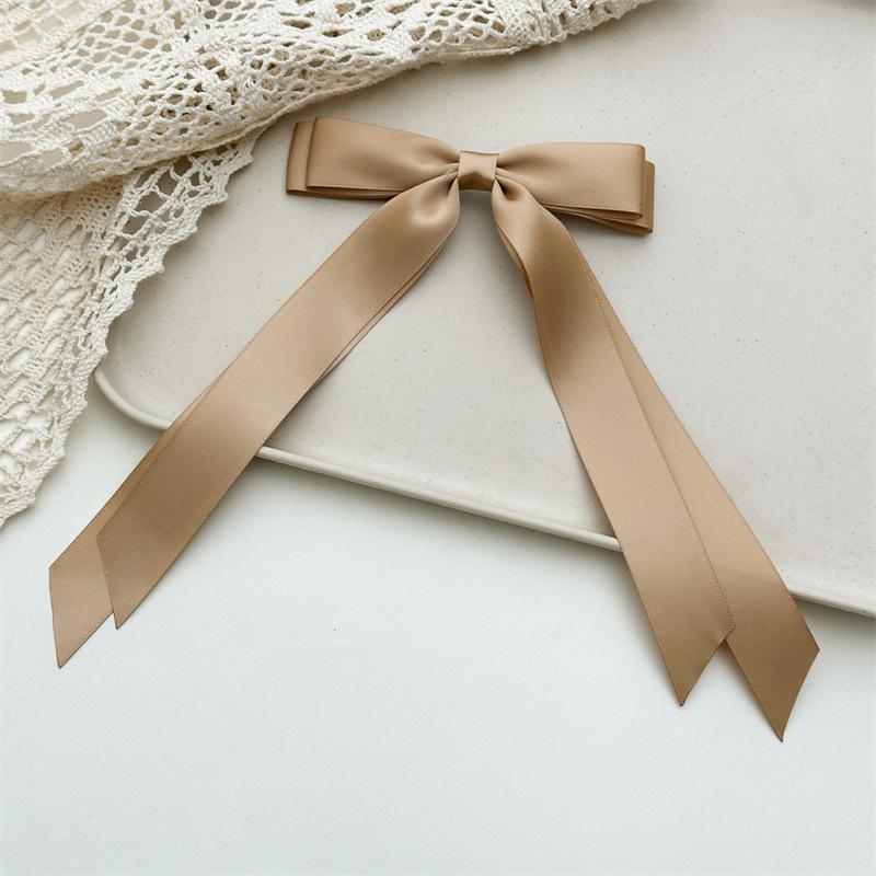 Women's Double-Layer Bow Ribbon Tassel Hair Clip - Woven Long Hair Tie Duckbill Accessory