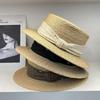Day Single Raffia Flat Top Top Hat Women's Summer Sun Protection Straw Hat Travel Vacation British Beach Hat Shade Sun Hat