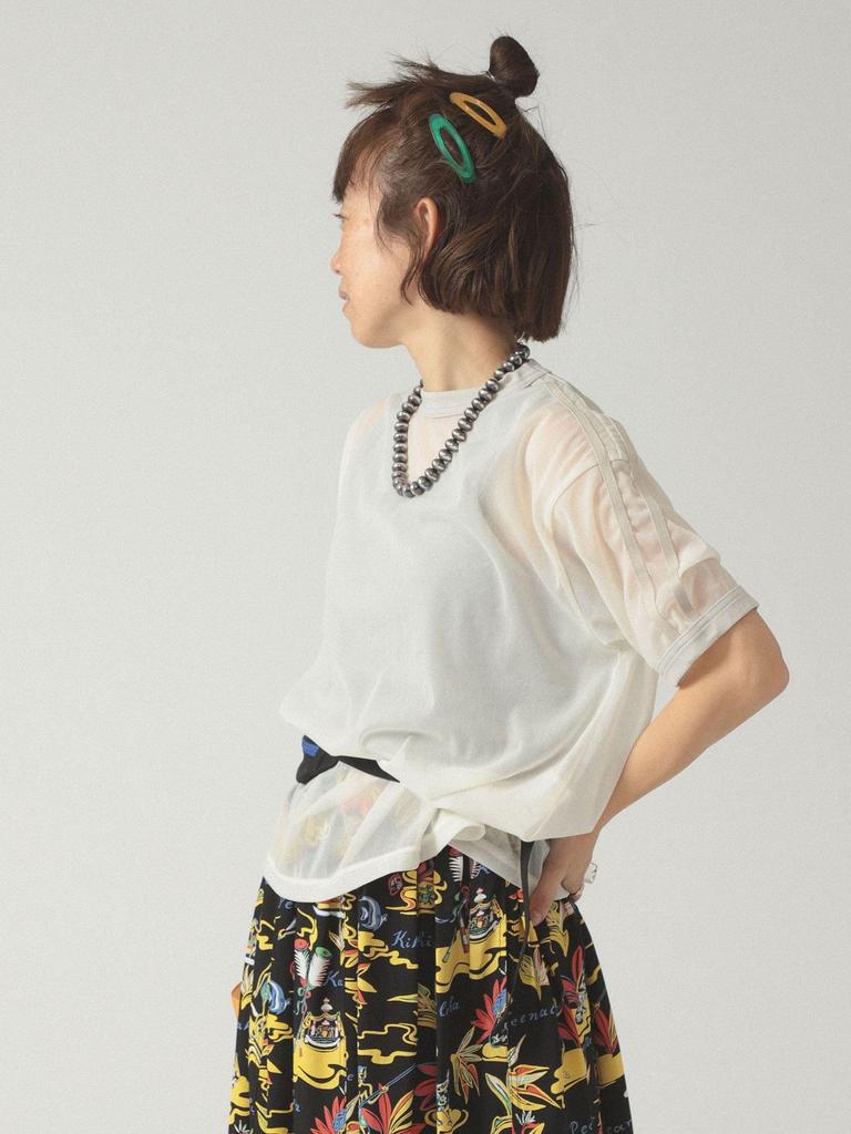 Beams Boy S/S Tee Sheer Line Short Sleeve Women's OFF_WHT FREE