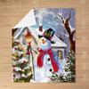 Winter Snowman Throw Blanket Cartoon Farmhouse Rustic Style Flannel Blanket for Kids Teens Adults Watercolor Pine Trees White