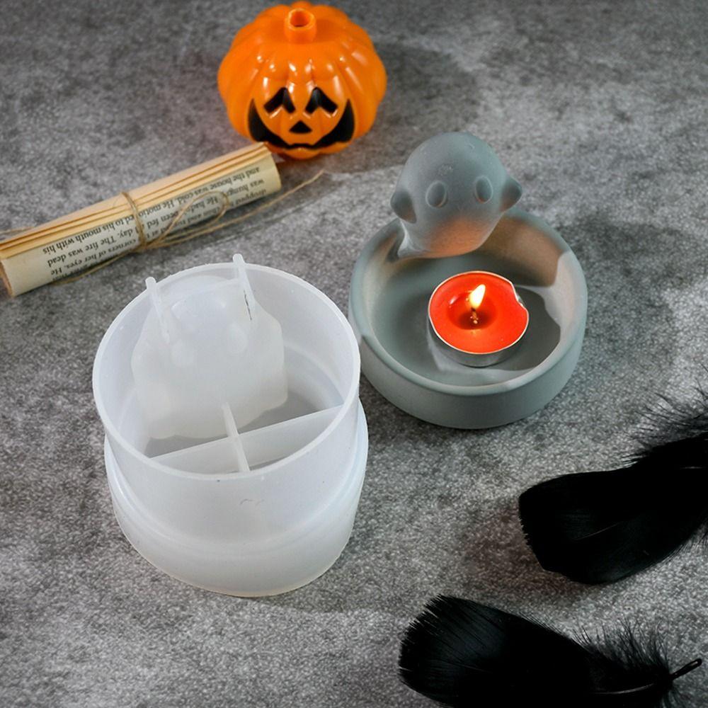Creative Ghost Candlesticks Silicone Mold DIY Halloween Spooky Mold for Beginners