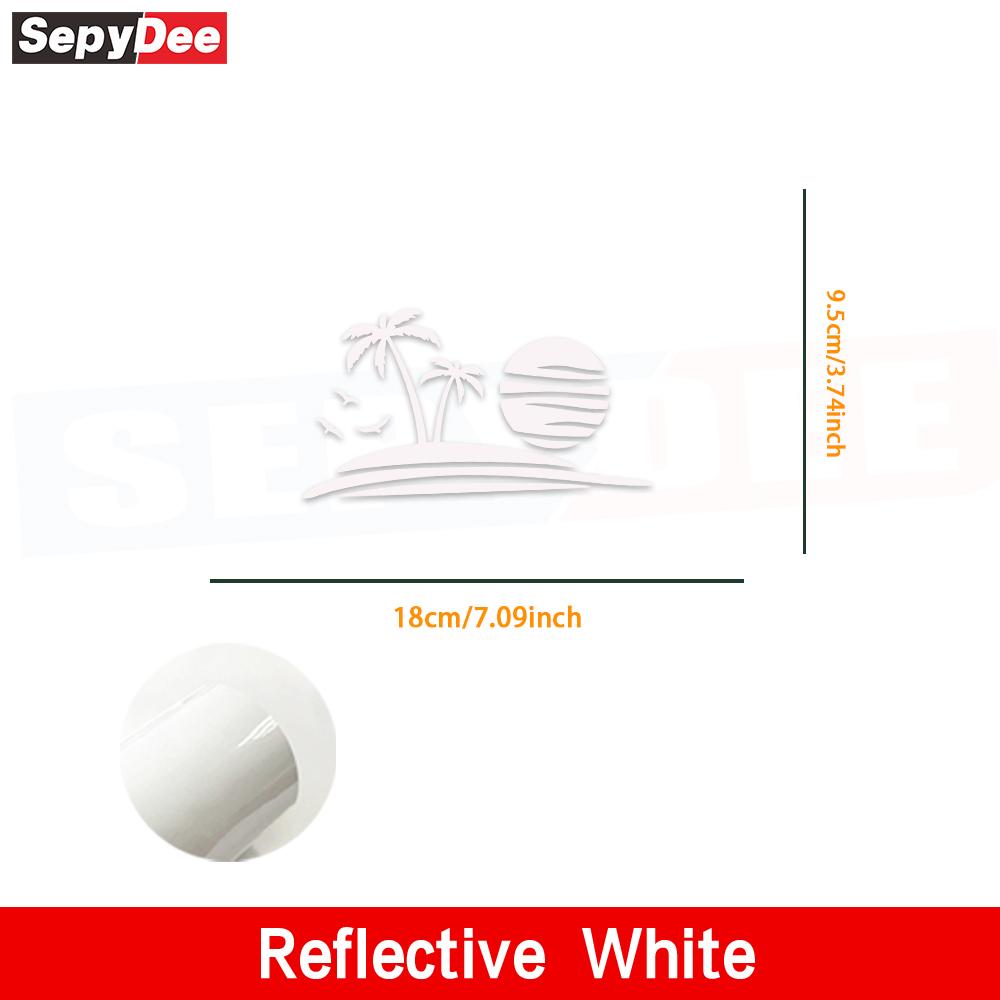 

1 шт. Наклейки на автомобиль с рисунком кокосовой пальмы, Солнечный пляж, Кемпинг, Наклейки на автодом, чемодан, Наклейки на стену холодильника, Наклейки на ноутбук, туалет белый