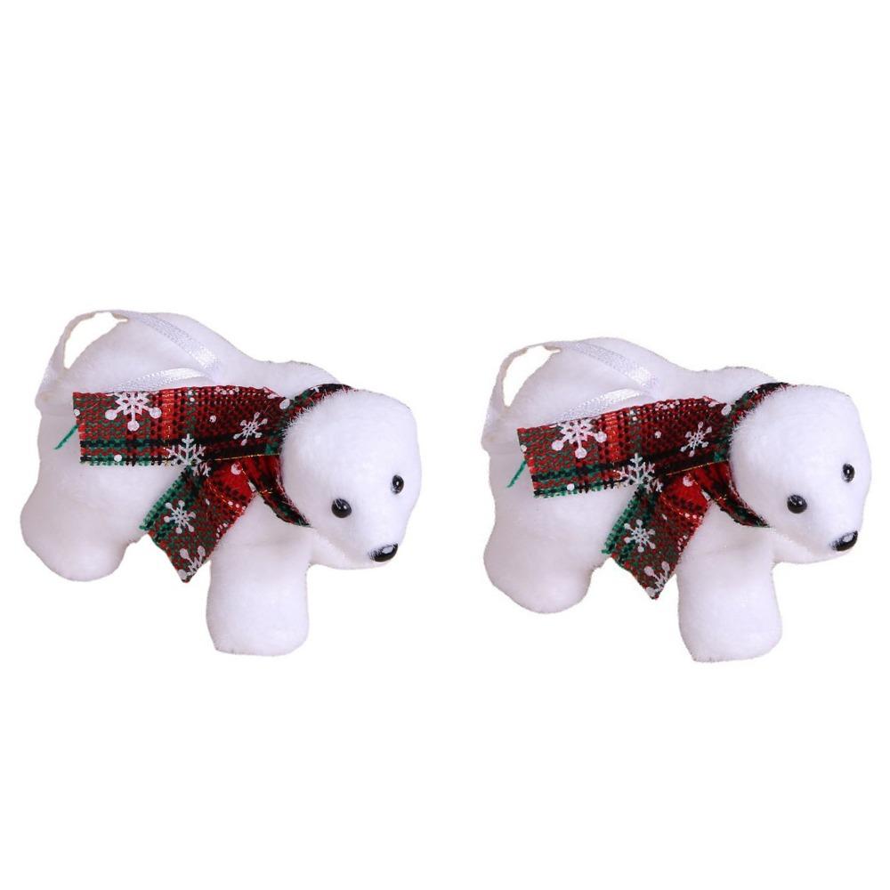 2Pcs 3D White Bear Ornaments Cute Simulated Polar Bear Funny Christmas Bear Pendant  Outdoor
