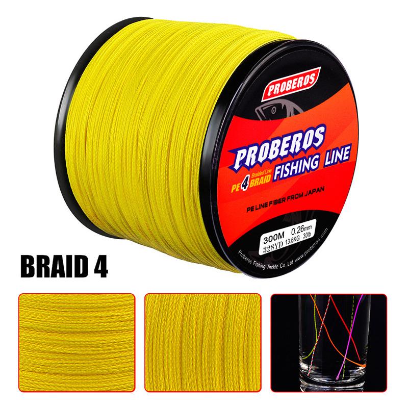 300M 4 Fili Trecciato in PE Filo da Pesca Multifilamento Filo per Pesca alla Roccia Linea Principale 80/100Lb Cavo Attrezzatura da Pesca Filo da Pesca per Mare