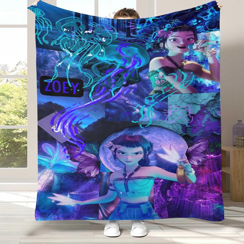K-Pop Demon Hunters Golden Saja Boys Flannel Blanket,Ultra Soft Warm Plush Throw for Home Bedroom Bed Sofa Cover Office Picnic