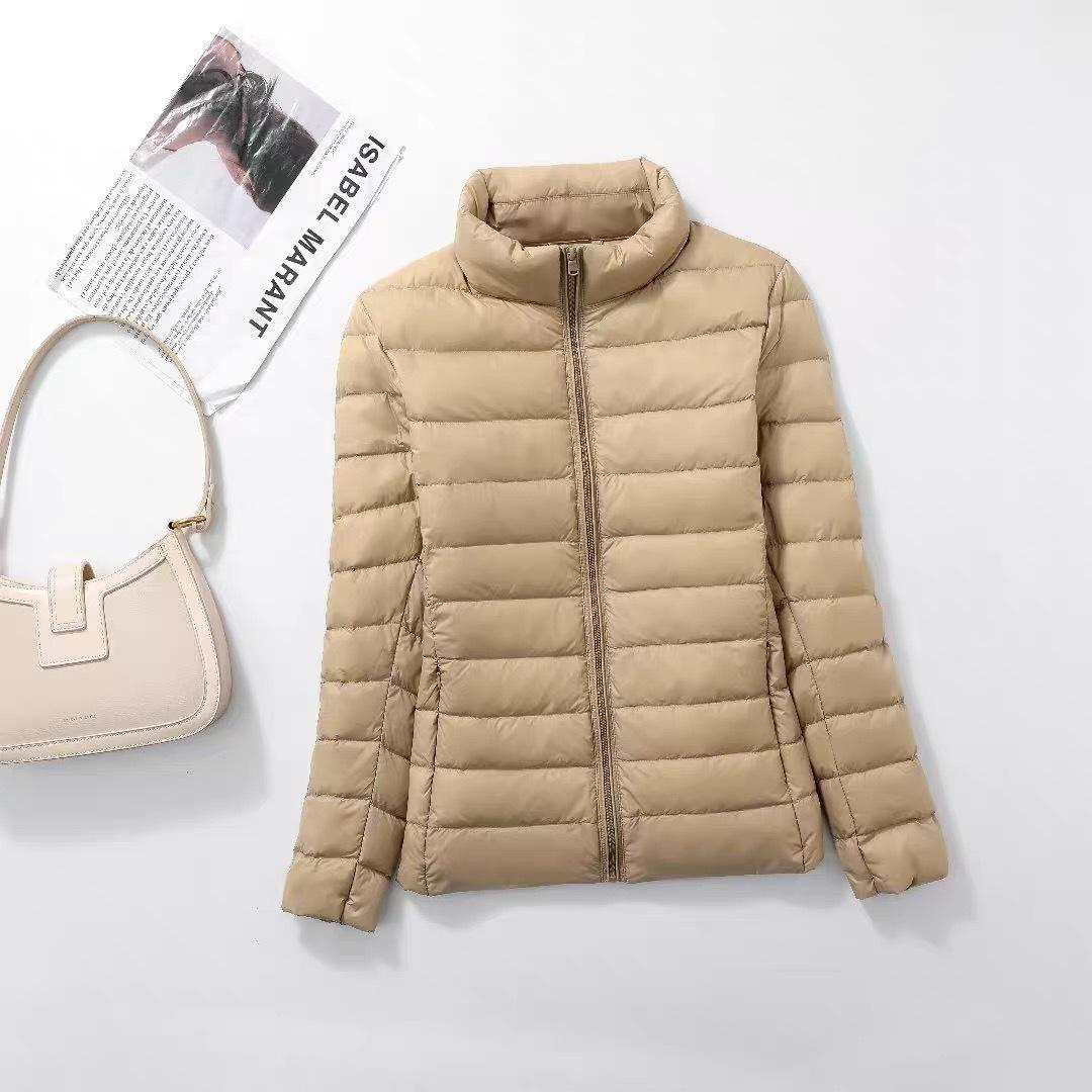 Doudoune Légère à Col Montant Modèles Légers Veste Légère Slim Grande Taille pour Femme Version Coréenne de la Veste Fine XL couleur champagne