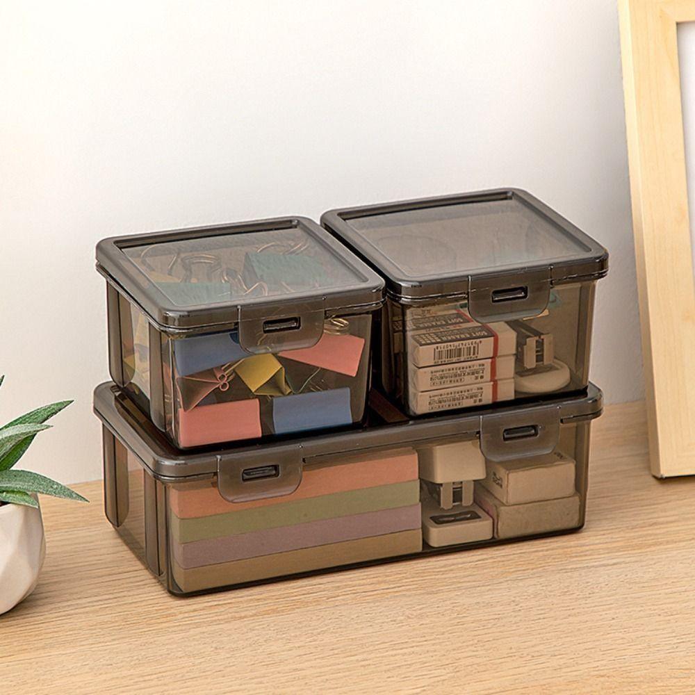 Multi-functional Pen Box Transparent Black Stationery Storage Box Stationery Organizer  Students
