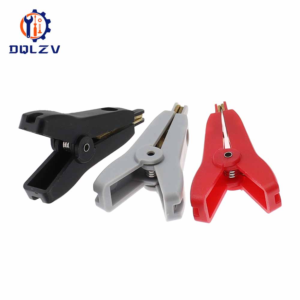5PCS Insulated 5A Flat Crocodile Clip, 52mm LCR Kelvin Copper Brass Alligator Clamp, Cable Battery Metal Test Clips