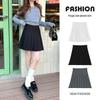 Women's Preppy Style White Pleated Mini Skirt, High Waist, Slimming, Plus Size, Summer A-Line Midi Skirt