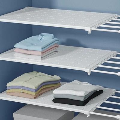 Punch-free Retractable Layers Board Adjustable Wardrobe Storage Shelf Cabinet Holders Bedroom