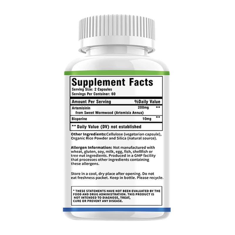 Bevat artemisinine-extract, 100 mg, versterkt het immuunsysteem, geschikt voor volwassenen, veganistisch.