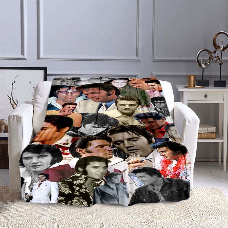 Various Styles of E-Elvis Pattern 3D Printed Rock Singer Sofa Blankets, Suitable for Adult and Children's Bedrooms and Living