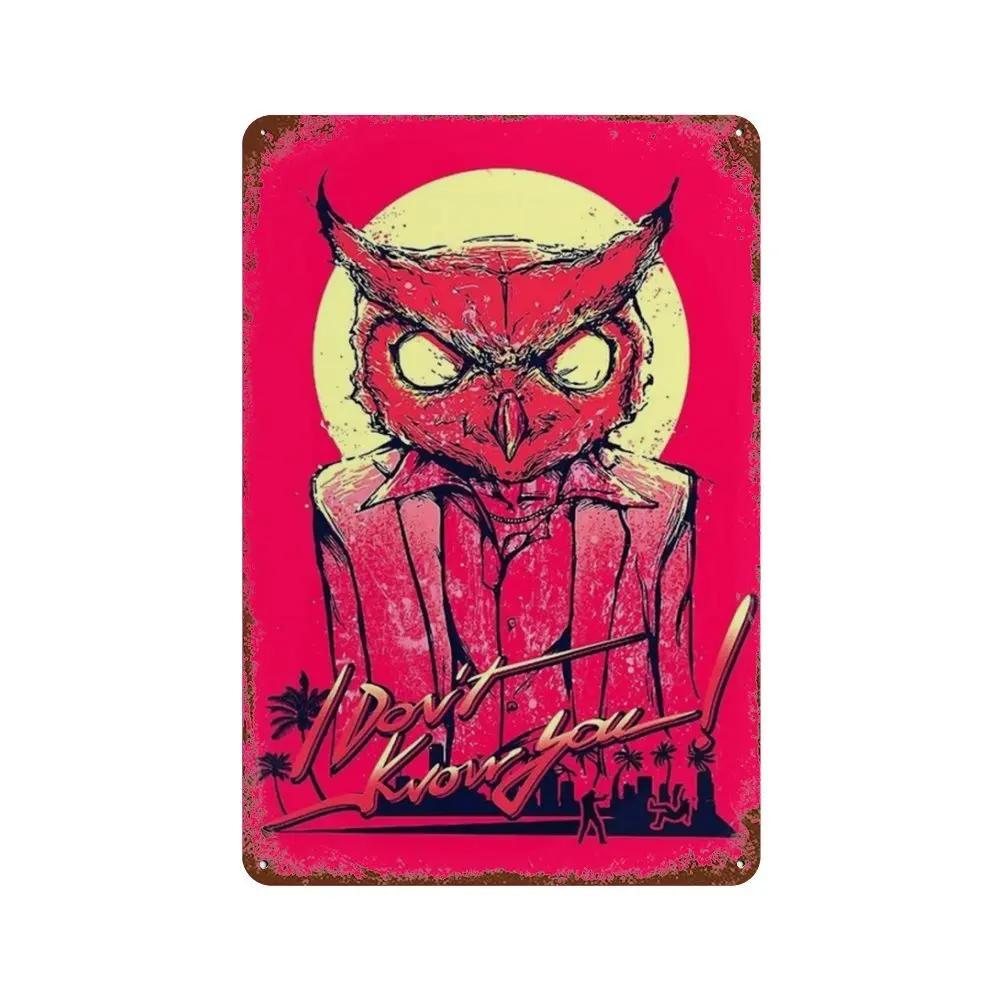Poster Hotline Miami Hot Classic Adventure Game Posters e Placa de Metal Sinal de Lata Arte de Parede Placa Decoração Man Cave Decoração de Casa estúdio
