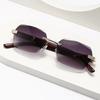 New Rimless Square Sunglasses Man Brand Designer Frameless Gradient Sun Glasses Woman Fashion Vintage Wooden