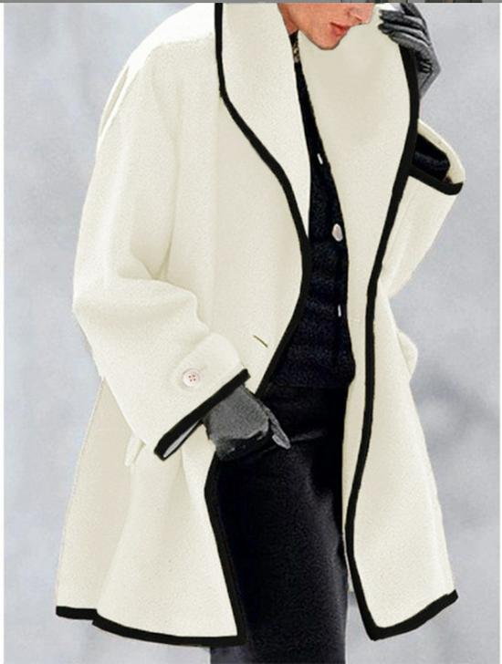 European & American Women's Multicolor Round Neck Loose Hooded Wool Coat - Autumn/Winter Fashion