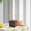 F26C Wood Cube Voice Control  Led Alarm Clock Decorative Clock Ornaments Art Crafts Supplies for Home Bedroom Dormitory