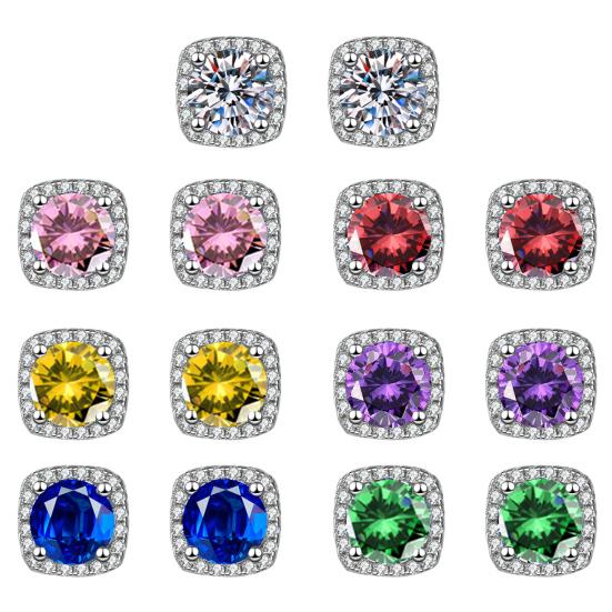 1 Paar Steckohrringe Quadratische Form Zirkonia Funkelnd Eingelegte Ohrstecker Festliche Lässige Ohrringe Schmuck Geschenk