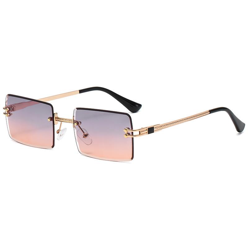 17351 Square Trimmed Sunglasses For Women, European And American Fashion For Rimless Glasses, Personalized Street Sunglasses