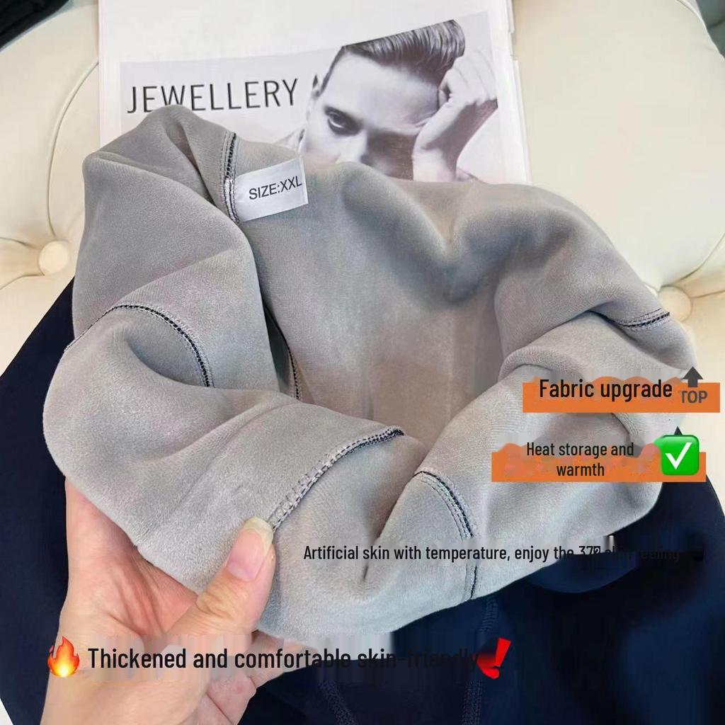 Volcanic Rock Winter Thermal Suit: Thick, Solid Color Round Neck Underwear for Men & Women - Autumn/Winter