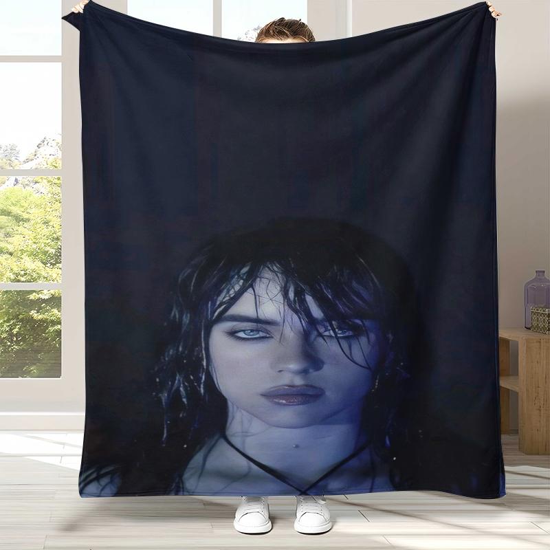 Fashion Billie Eilish Singer Star Flannel Blanket,Ultra Soft Warm Plush Throw for Home Bedroom Bed Sofa Cover Office Camping