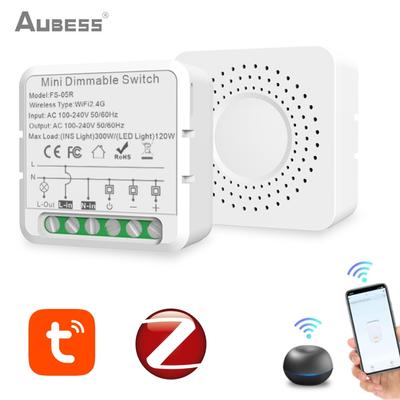 AUBESS Tuya ZigBee/WiFi Smart Dimmer Switch Module Breaker APP Voice Remote Control Fit Alexa Yandex Alice Google Home Need Neutral