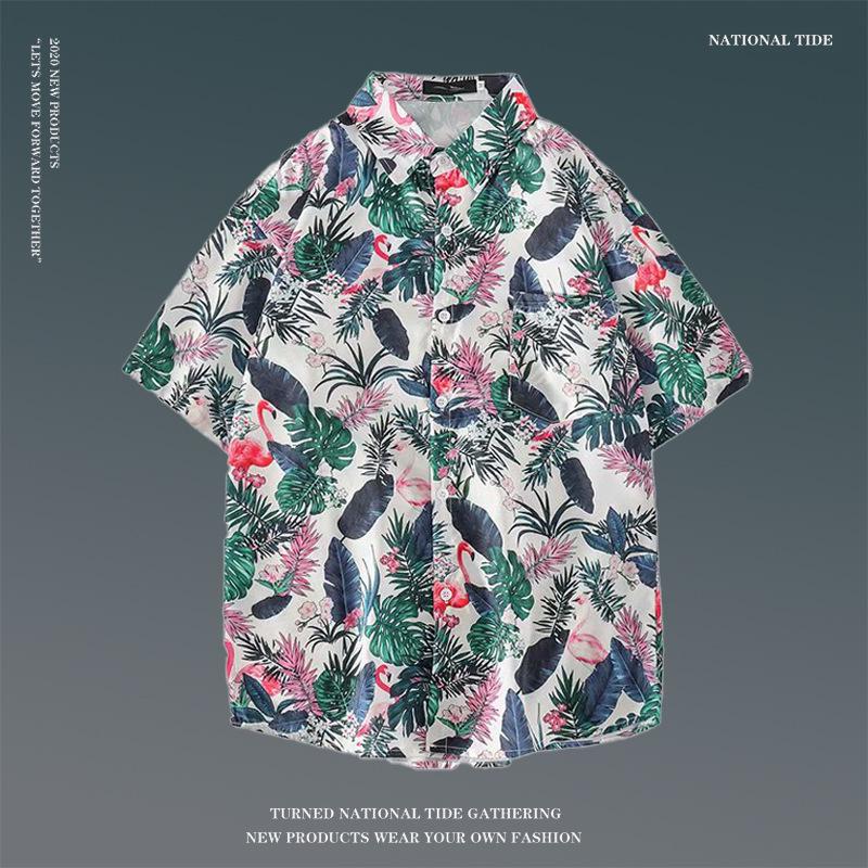 Japanese Hong Kong-Style Floral Hawaiian Shirt - Unisex Summer Short-Sleeve Retro Beachwear
