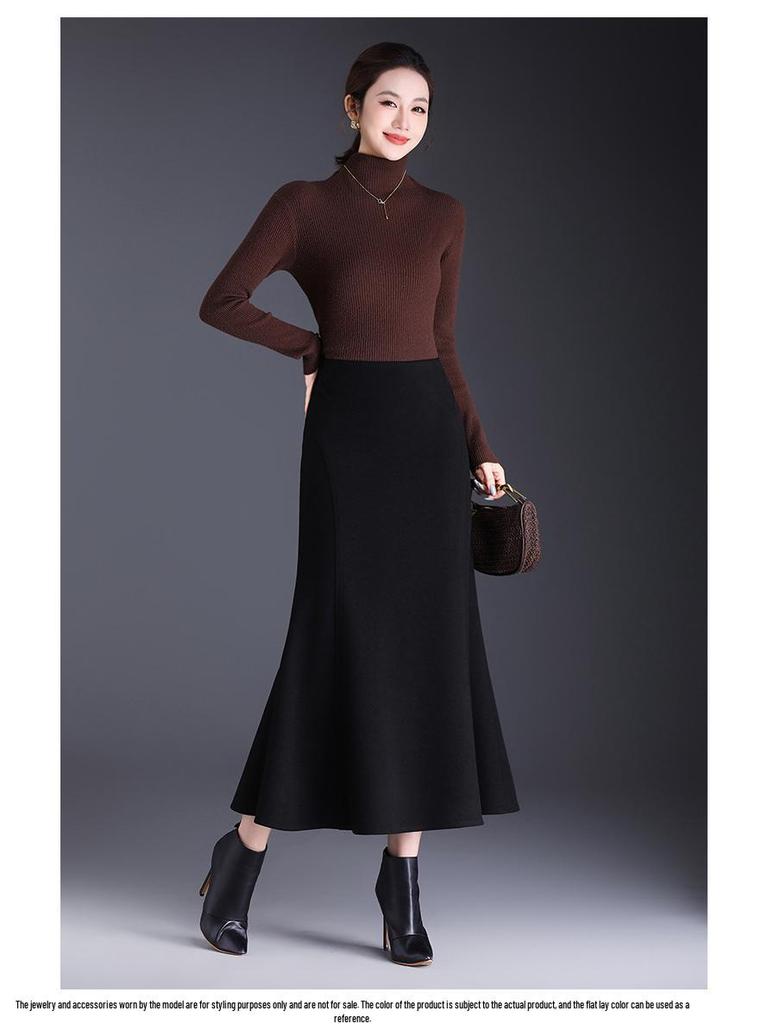 Collection Hiver 2025: Jupe Midi Moulante Queue de Poisson Taille Haute