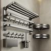 Xiaomi Carbon Steel Towel Rack Foldable Towel Rack Bathroom Wall Mounted Organizer Towel Rack Toilet Multifunctional Storage Rack