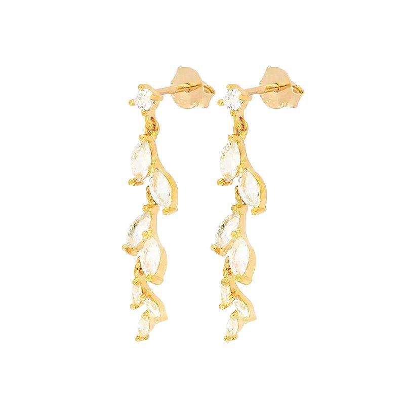 925 Silver Needle Luxury Long Chain Tassel Crystal Stud Earrings For Women Exquisite Pendant Gold Earrings Fine Jewelry