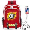 Football Star Printed Schoolbag Backpack Usb Charging Student Backpack Computer Bag