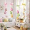 With Bow Easter Eggs Hanging Pendant DIY Crafts Colorful Eggs String  Spring Holiday