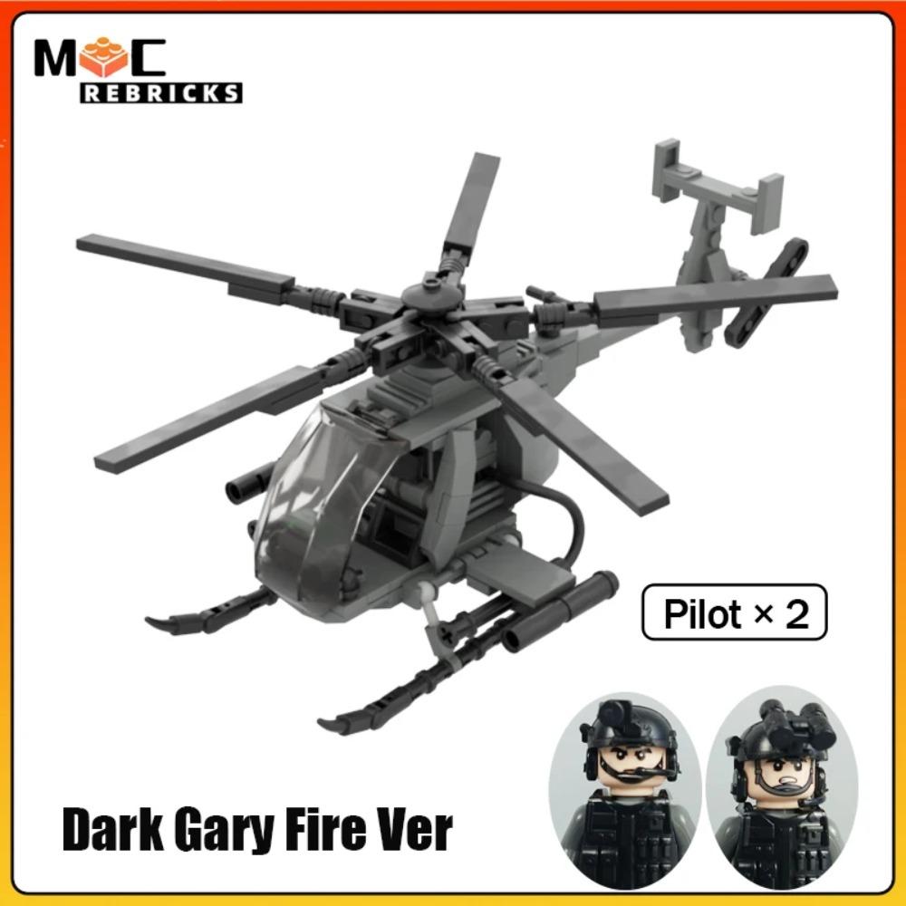 WW II Military Series New MH-6 Little Bird Helicopters With Soldies MOC Building Blocks Airplane Display Stand Bricks Toys Gifts