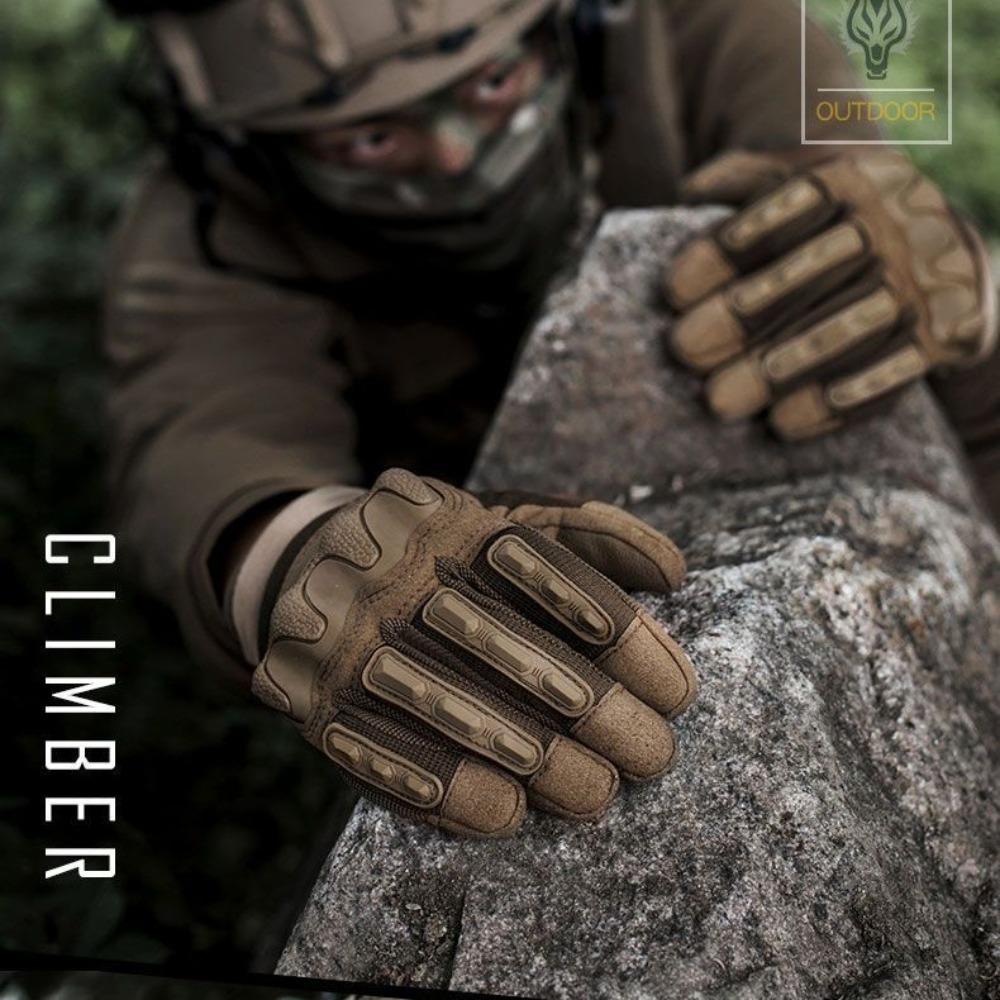 Tactical Gloves Mens Outdoor Use Biking Active Mountaineering Full Finger Training Fitness Hard Shell Bare Finger Motorcycle
