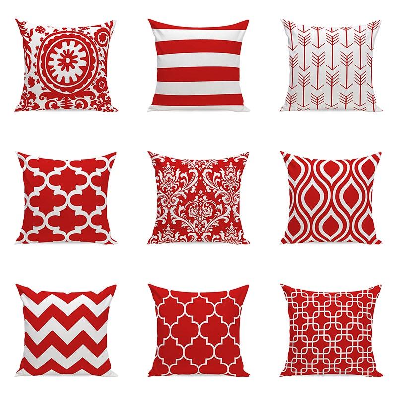 Red Simple Geometric Wave Cushion Cover Throw Pillow Case Sofa Car Decor Home