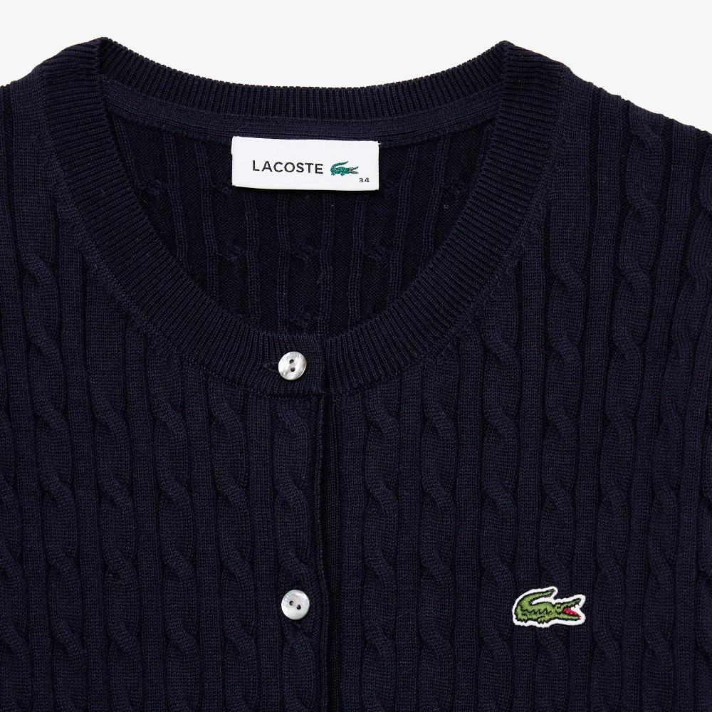[lacoste] Women's Cable Long Sleeve Cardigan AF218E-56GHDE