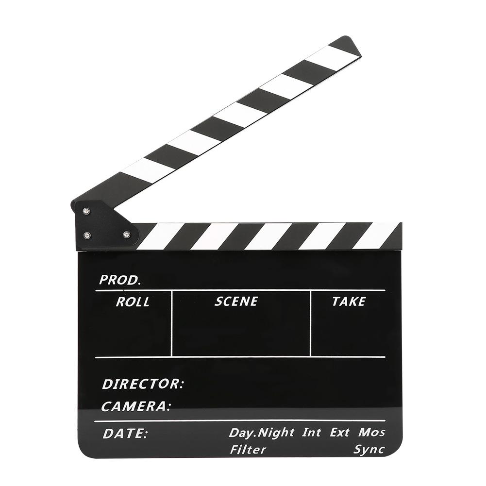 Acrylic 30x25cm Clapperboard Director Movie Clappers Film and Television Photography PropWhite