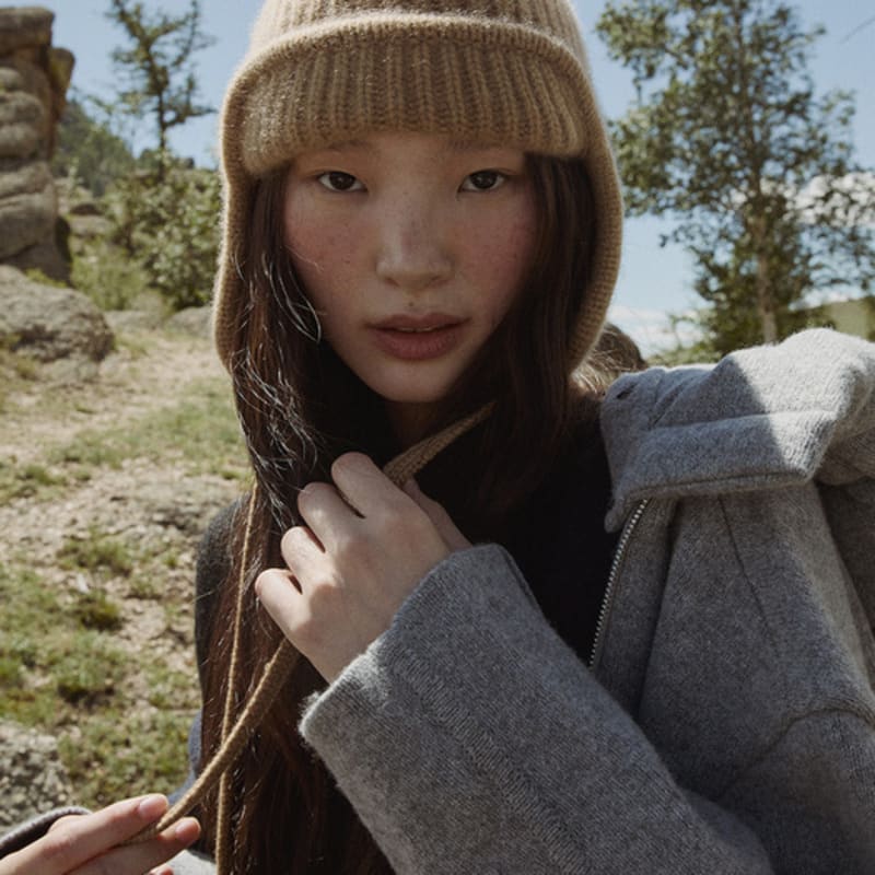 LE CASHMERE Cashmere Earflap (Camel) D7RAW25004CMX