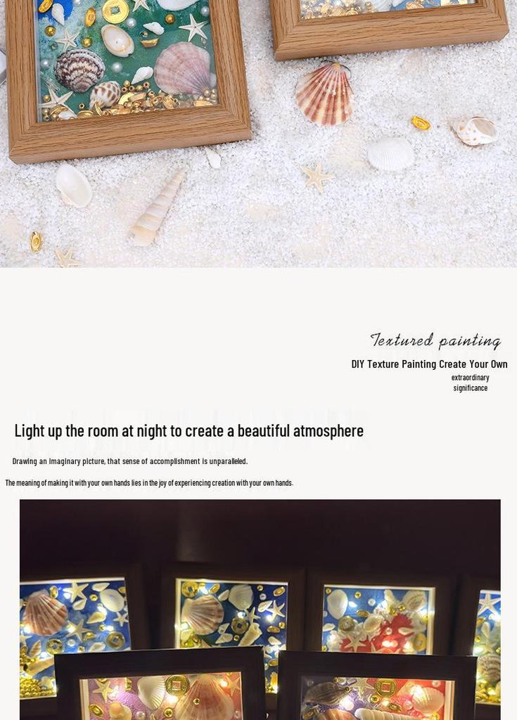 Kit Pittura con Cornice Texturizzata a Conchiglie 3D da Spiaggia - Ornamento Creativo e Regalo di Capodanno