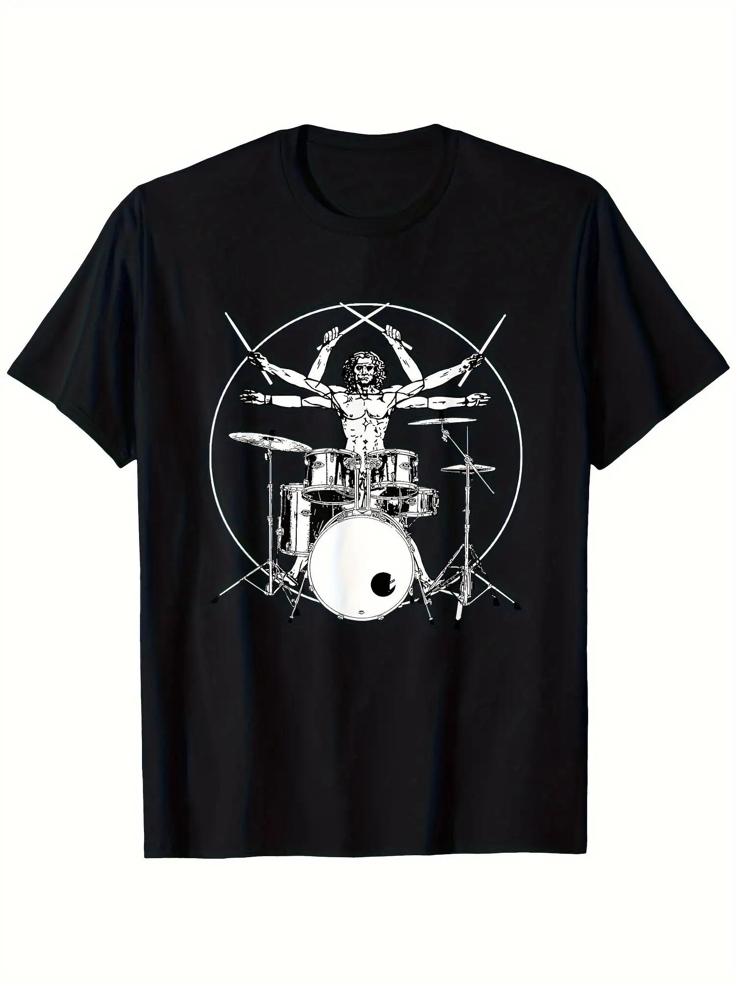 

Drum Music Gift Da Vinci S Vitruvian T-shirt | Geometric-pattern XXXXL