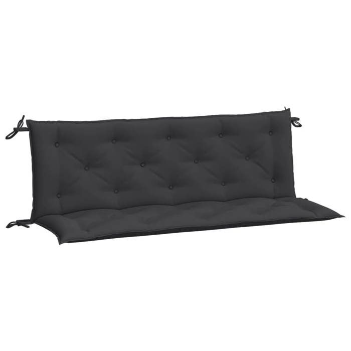 VidaXL Lot de 2 Coussins de Banc de Jardin, Revêtement de Banc avec Jeux de Cordes, Coussin d'Extérieur Imperméable, Noir 361704