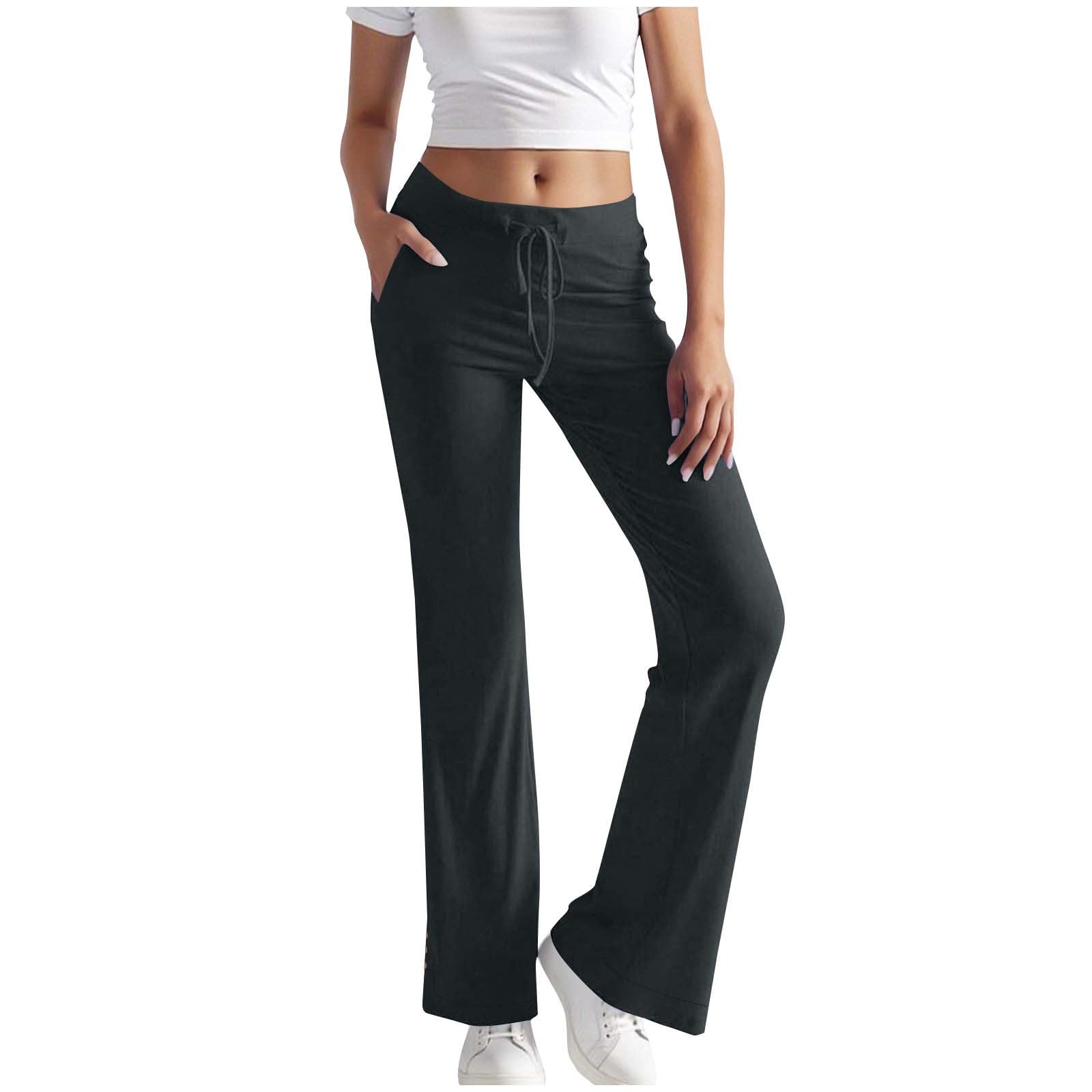 

Women s Fashionable Solid Color Drawstring Pocket Pants With Split Button At The Hem, Sports And Casual Pants L