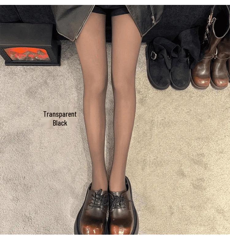 Polka Dot Black Fleece-Lined Fishnet Tights for Women – Double-Layer, See-Through Leggings for Autumn and Winter.