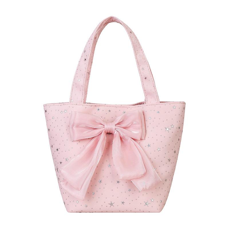Bow canvas bag new large capacity solid color shoulder bag fashion commuter casual women