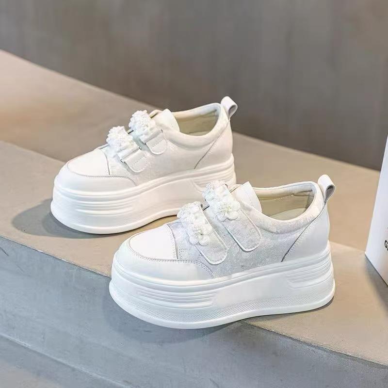 

Inner height increase Velcro little white shoes women s autumn new casual single shoes muffin thick sole retro 35 білий