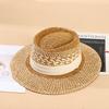 Spring and Summer Travel Vacation Travel Visor Ins British Retro Internet Celebrity Flat Top Straw Hat Women Concave Top Hat Men