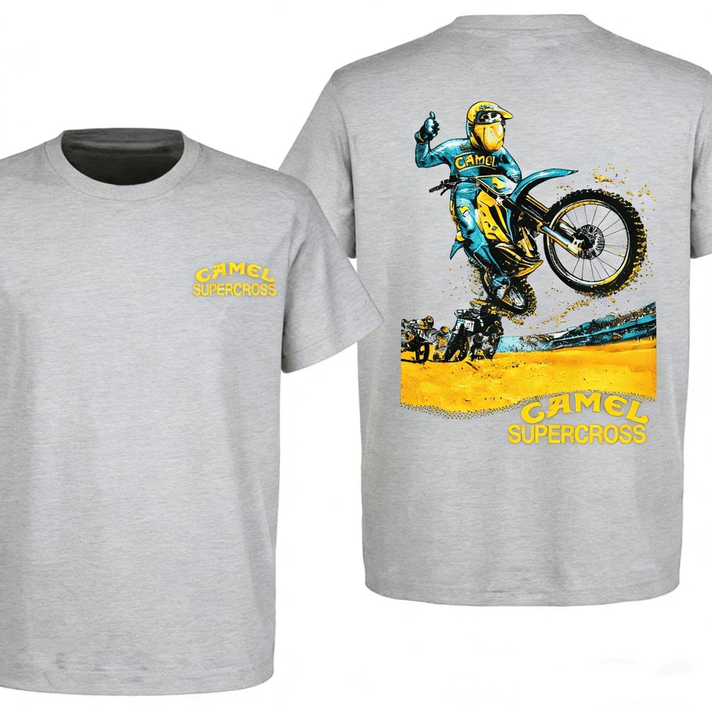 New Camel Supercross Printed Oversized Tshirt Summer Unisexs Unisexs Luxury Casual Cotton Tshirt Unisexs Tshirt Street Wear Y2K