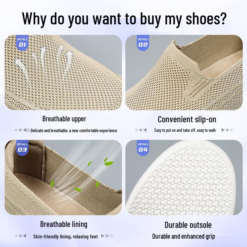 Men's Summer Fly-knit Breathable Slip-on Dad Shoes - Korean Style Casual & Comfortable