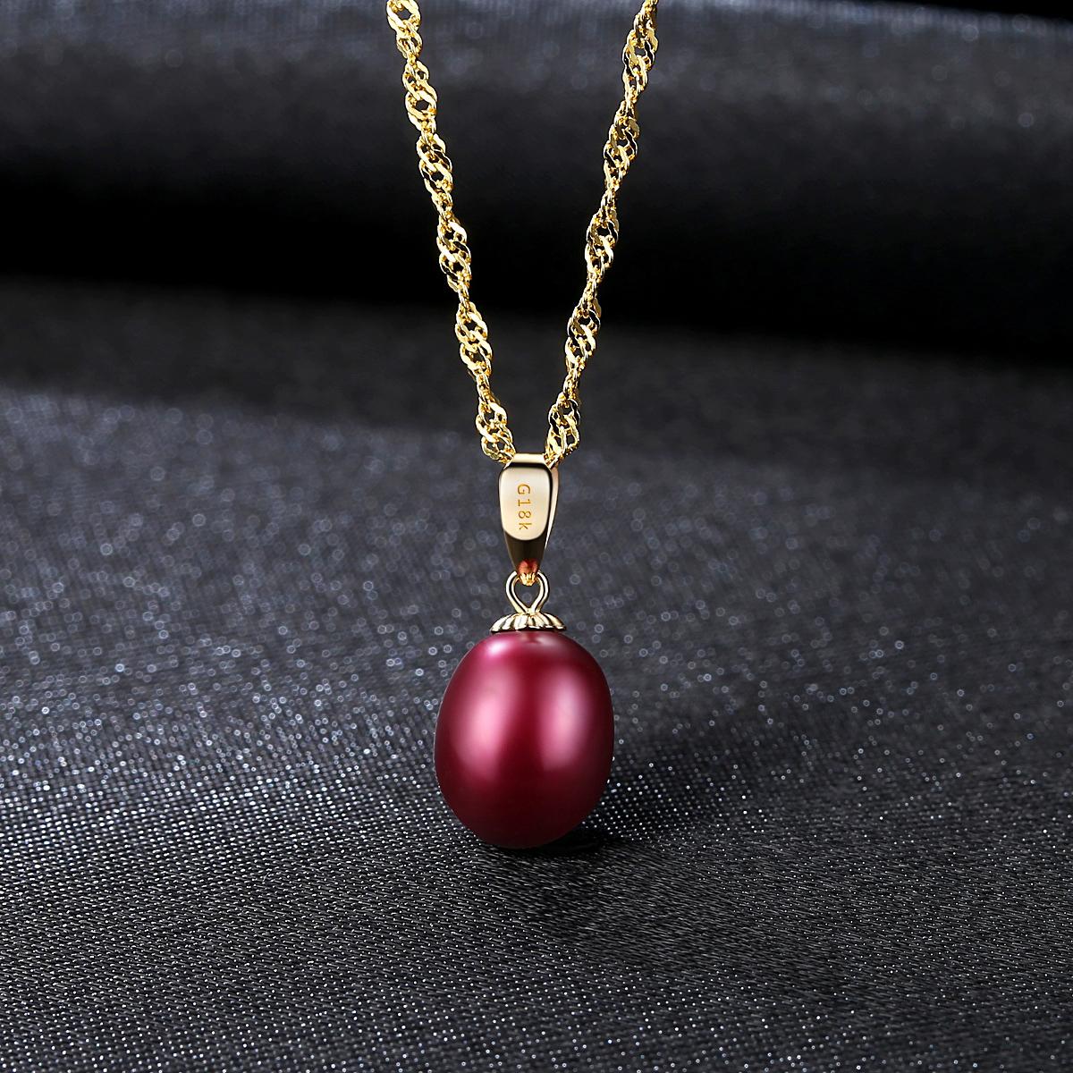 

Подлинное 18-каратное золото с красным натуральным пресноводным жемчугом, ожерелье для женщин, помолвка, ювелирные изделия S925 40CM